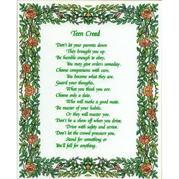 Catholic print picture - Teen Creed - 8" x 10" ready to be framed