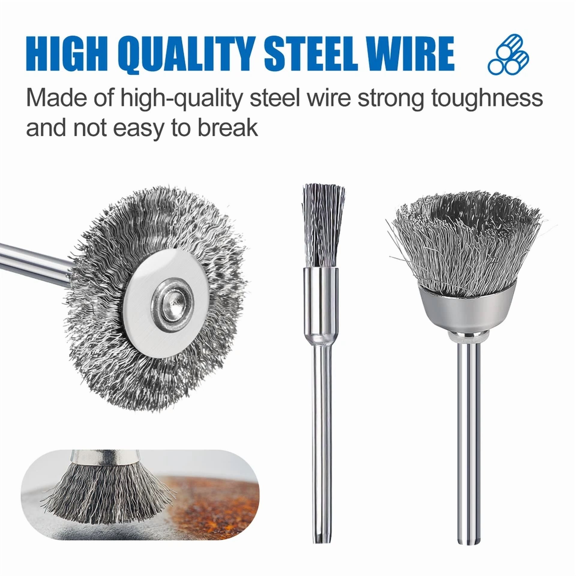 FLINT - 45X Wire Wheel Cup Pen Brush Mix Set For Dremel Rotary Tool Accessories Grinder