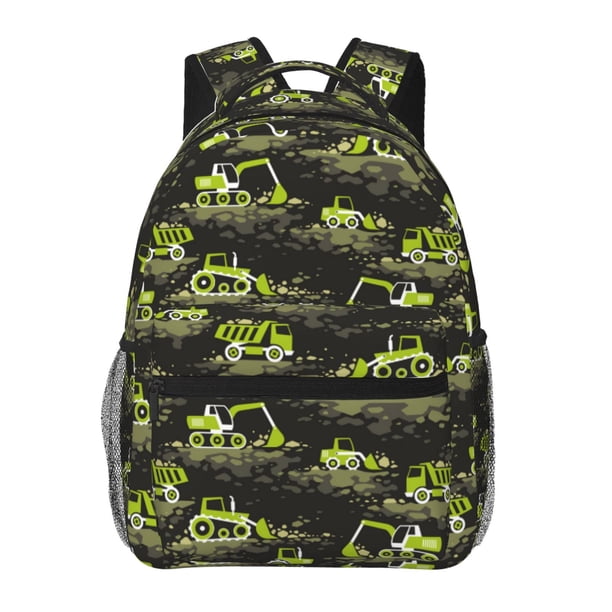Disketp Light Green Excavator Mochila Estampada para Hombre y Mujer – Mochila Ligera Clásica con Múltiples Bolsillos para Universidad, Trabajo y Viajes-One Size