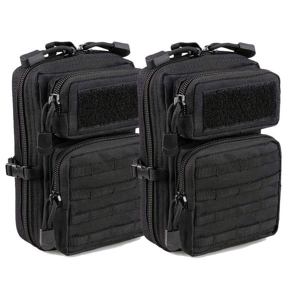 2-Pack MOLLE Compatible EDC Multi-Functional Storage Bags, Hiking Waist Packs