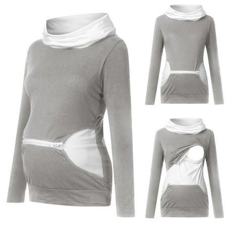 

Simplmasygenix Womens Maternity Clearance Long Sleeve Summer Tops Cotton Round Neck Solid Color Maternity Baby Print Clothe Top