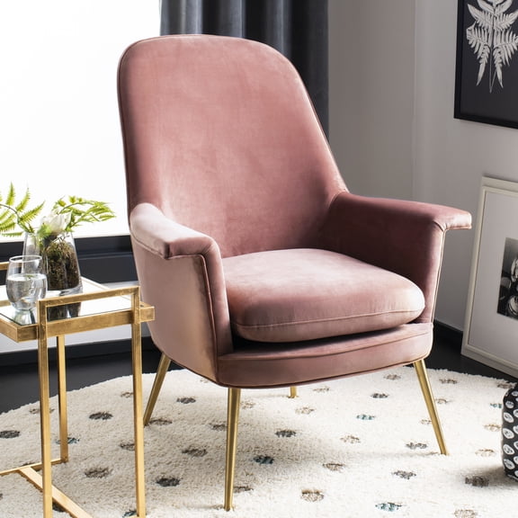 Safavieh Couture Aimee Contemporary Velvet Arm Chair, Dusty Rose