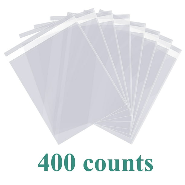 9 x 12 Inch Clear Cellophane Bags, 400ct SelfAdhesive Sealing Strip