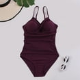 thumbnail image 4 of Arnsht Womens One Piece Swimsuits Summer Fashion Solid Color High Waisted Bathing Suit Tummy Control Comfortable Breathable Plus Size Swimwear Purple M, 4 of 4