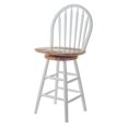 thumbnail image 1 of Wagner Taburete de bar con asiento giratorio Windsor con respaldo de flecha de 24" Natural y blanco Winsome Trading Inc 53624, 1 of 1