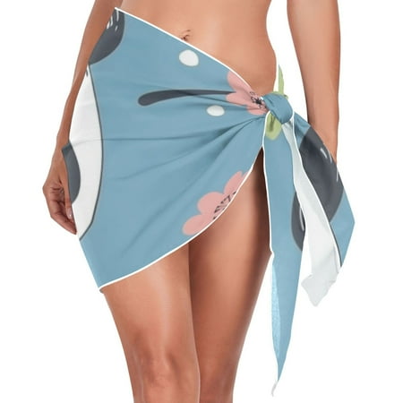 Cute Pandas Flowers Women s Bikini Sarong Wraps Swimsuit Coverups Beach Skirt Beach Dress S