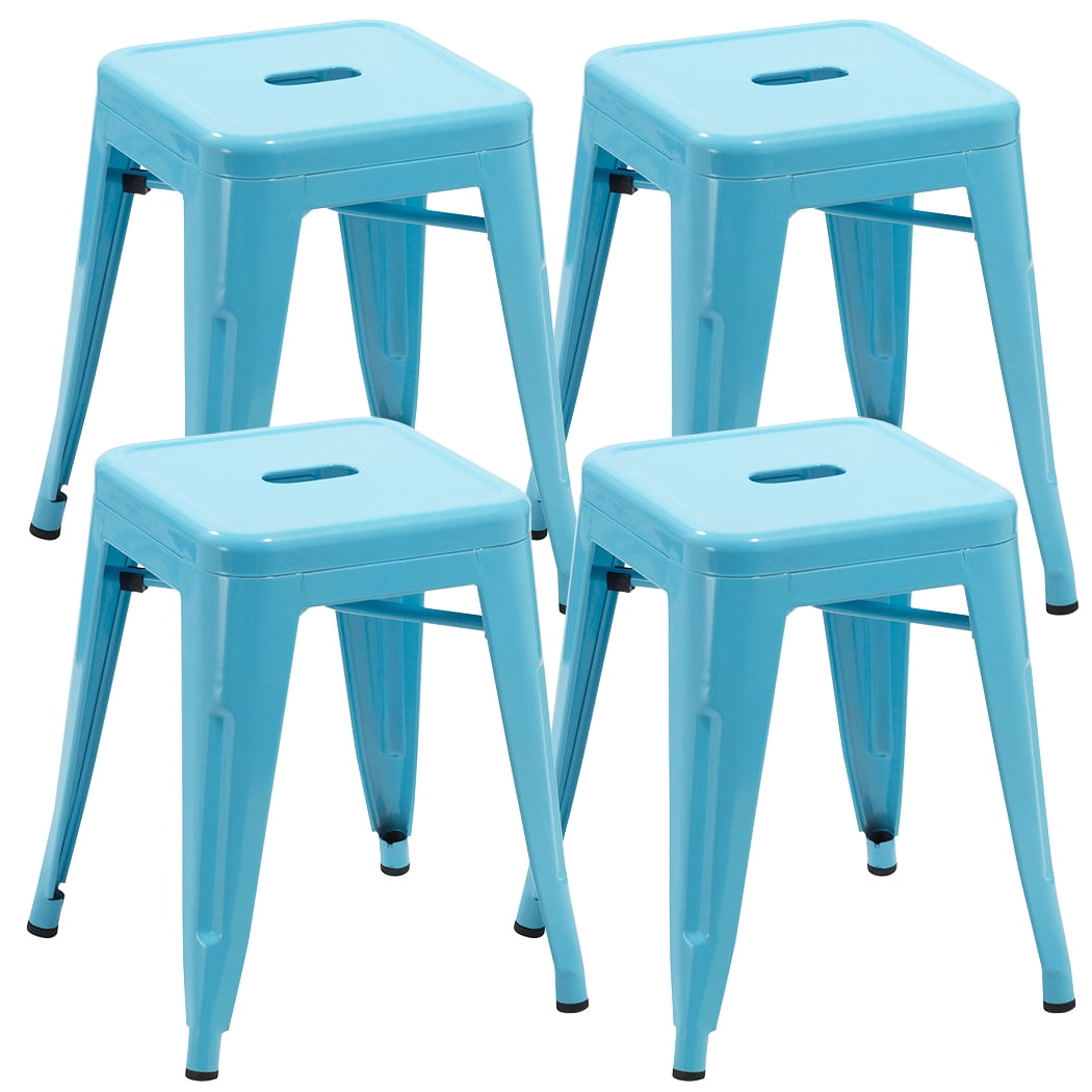 Duhome 18blue Metal Bar Stools High Backless Stools Indoor Outdoor Stackable Stools Set Of 4 Walmartcom Walmartcom