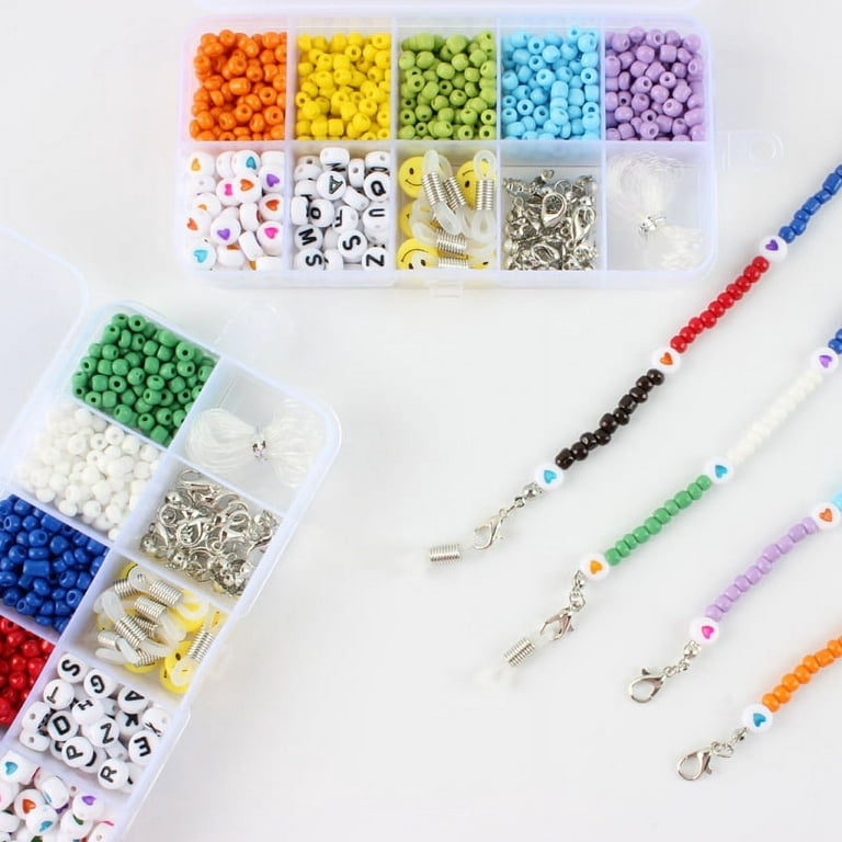 Feildoo Diy Mask Chain Glasses Lanyard Kit Pony Bead Bracelet Making Kit  Handmade Bead Material Handmade Gift ,10 Beads Of 3Mm Pony Beads With Love  