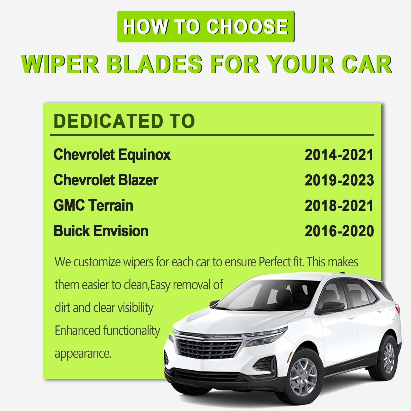 FARRLADI Silicone Windshield Wipers Replacement for Chevrolet Equinox 2018-2021,Chevy Blazer 2019-2023,Original Equipment Automotive Replacement Wiper Blades - 24"+18"+12"(3 Pack)