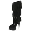 Womens Shoes with Fringe Zipper Suede Mid Calf Boots Peep Toe 6 Inch Heels