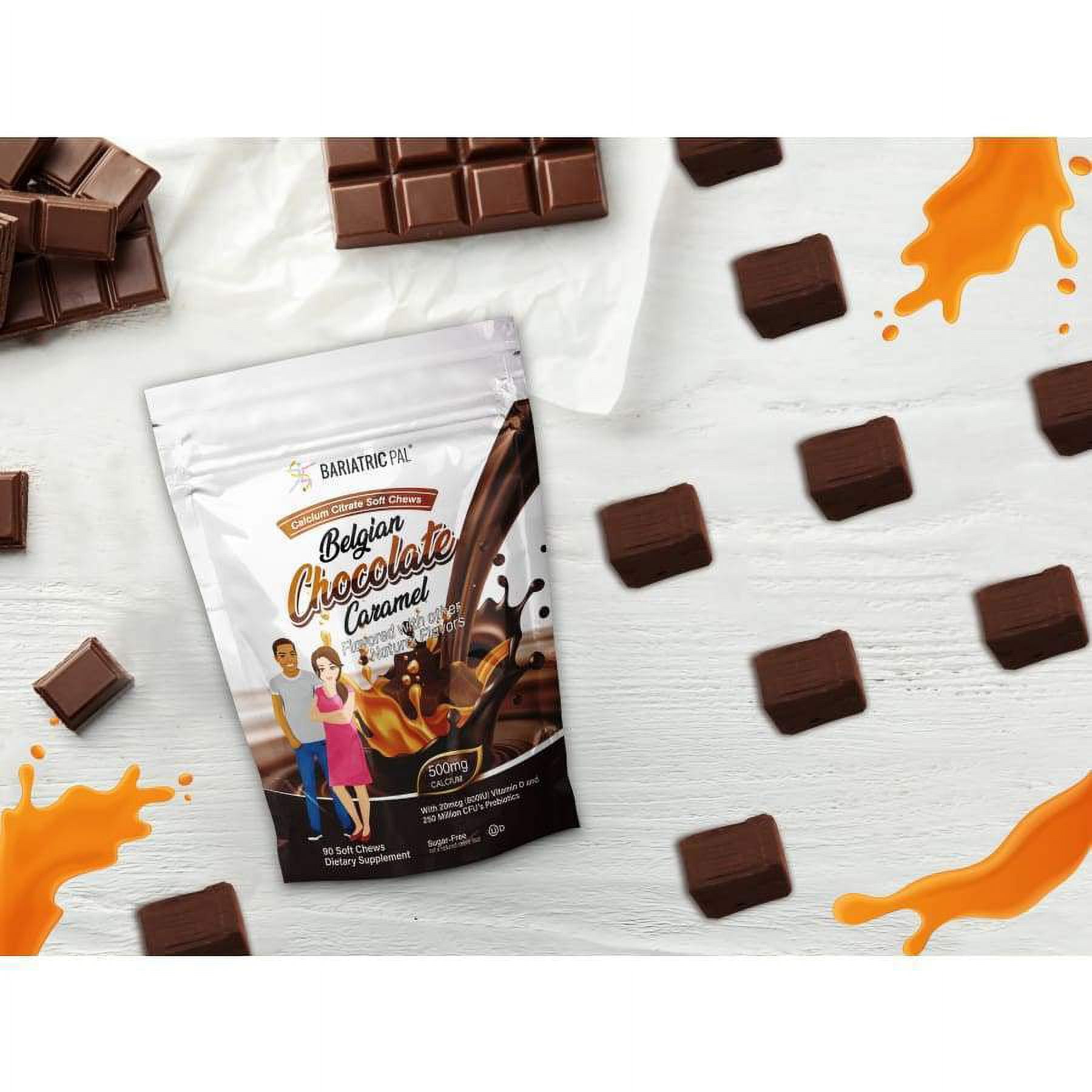 BariatricPal Sugar-Free Calcium Citrate Soft Chews 500mg with Probiotics - Belgian Chocolate Caramel Size: 270ct