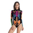 thumbnail image 3 of Skeleton Printing Swimsuit Zipper Long Sleeve One Piece Triangle Halloween Costumes, 3 of 3