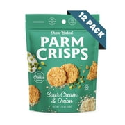 ParmCrisps Sour Cream and Onion, 1.75 Oz (Pack of 12), 100% Cheese Crisps, Keto Friendly, Gluten Free