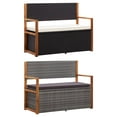 thumbnail image 2 of vidaXL Storage Bench Outdoor Patio Bench Poly Rattan and Solid Wood Acacia, 2 of 6