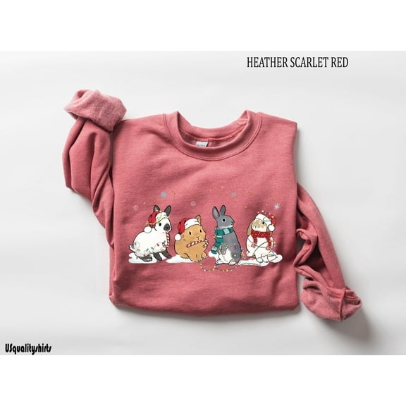 Velto Cute Rabbit Holiday Winter Sweatshirt, Holiday Winter Bunny Shirt, Bunny Lover Shirt, Holiday Winter Shirt, Holiday Winter Rabbit Sweater, Holiday Winter Gift Shirt All Size S-5XL