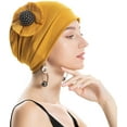 thumbnail image 3 of Women Elastic Big Flower Turban Chemo Beanie Hair Loss Chemo Cap Hat, 3 of 8