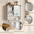 thumbnail image 3 of Vecenuy Modern Bathroom Wall Cabinet with Mirror, Medicine Cabinet over Toilet Storage, Towel Bar, Sliding Door, 3 Lighting Modes & Adjustable Brightness, Antique White, 3 of 8