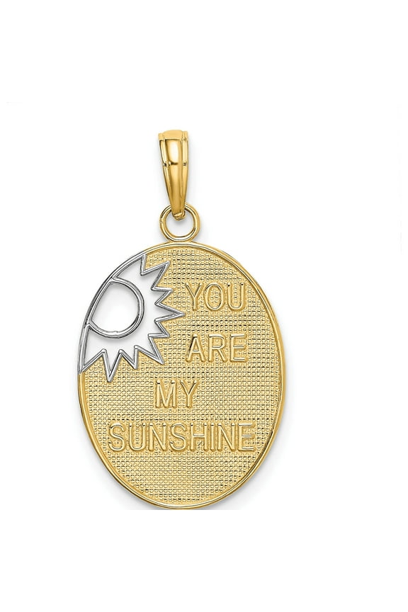 14K Yellow & Rhodium With You Are My Sunshine Cut-Out Sun Charm (25.7 X 15.4) Made In United States k9400