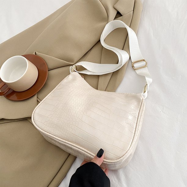 Bolso Bandolera Bolso bandolera para mujer Bolso de hombro con patrón de cocodrilo Bolsos de media luna (Blanco) Ndcxsfigh Para Estrenar