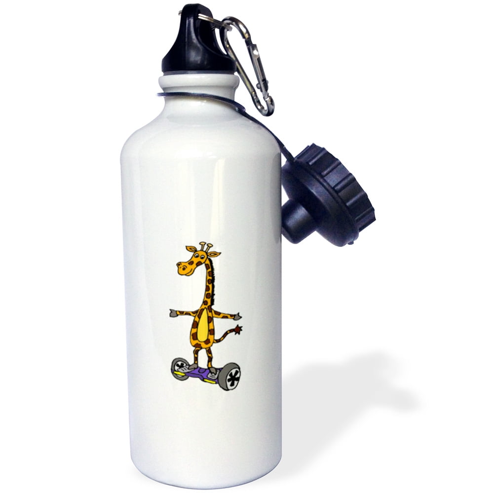 3dRose Funny Giraffe Using Motorized Skateboard, Sports Water Bottle, 21oz by Supplier Generic