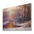 thumbnail image 2 of Designart 'Christmas Forest With Trees and River II' Traditional Print on Natural Pine Wood, 2 of 5