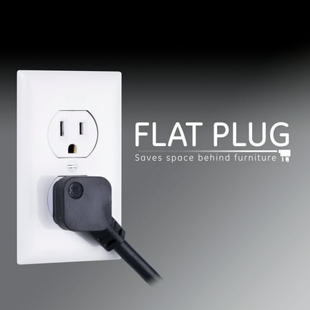 GE - UltraPro 10-Outlet/2-USB Surge Protector - Black