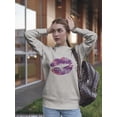 thumbnail image 2 of Purple Kiss Smudge With Flowers Sweatshirt Women -GoatDeals Designs, Female 3X-Large, 2 of 4