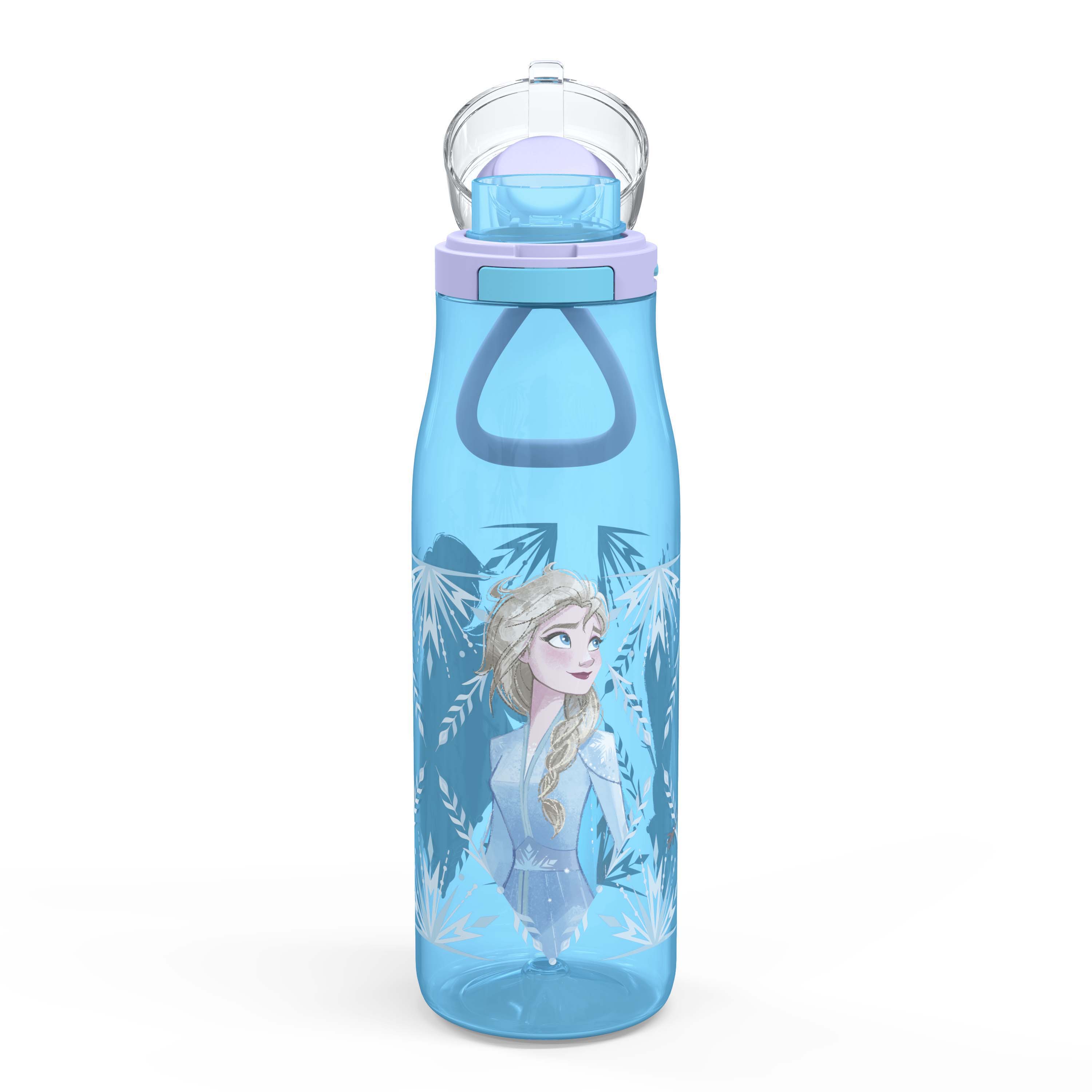 Zak Designs 25 oz. Kiona Plastic Kids Water Bottle Disney Frozen 2 Elsa & Anna Push Button Locking Lid Portable Carry Loop Leak-Proof Design BPA-Free - image 4 of 11