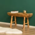 thumbnail image 2 of Banc d'Appoint en Bois Sculpté Rustique Bord Naturel pour Entrée, 2 of 6