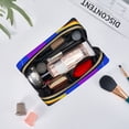 thumbnail image 4 of Lsque Geometry Dash Pattern Genuine Leather Makeup Bag Cosmetic Pouch Travel Organizer Toiletry Clutch Large Capacity Travel Cosmetic Bag, 4 of 6