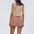 thumbnail image 6 of WTOBBY Women's Summer Floral Print Two Piece Outfit Sleeveless Square Neck Cropped Top and High Waist Shorts Set with Pockets Bodysuit Style for Casual Fashion ,Pink M, 6 of 6