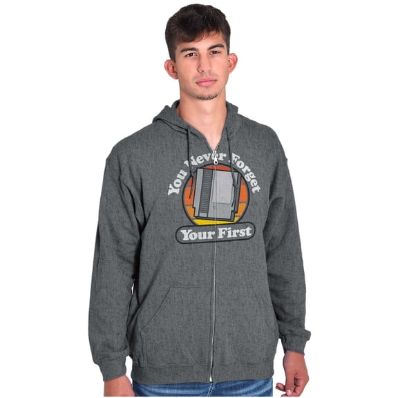 Never Forget Your 1st Old Video Gamer Zip Up Hoodie Men's Women's Brisco Brands 2X