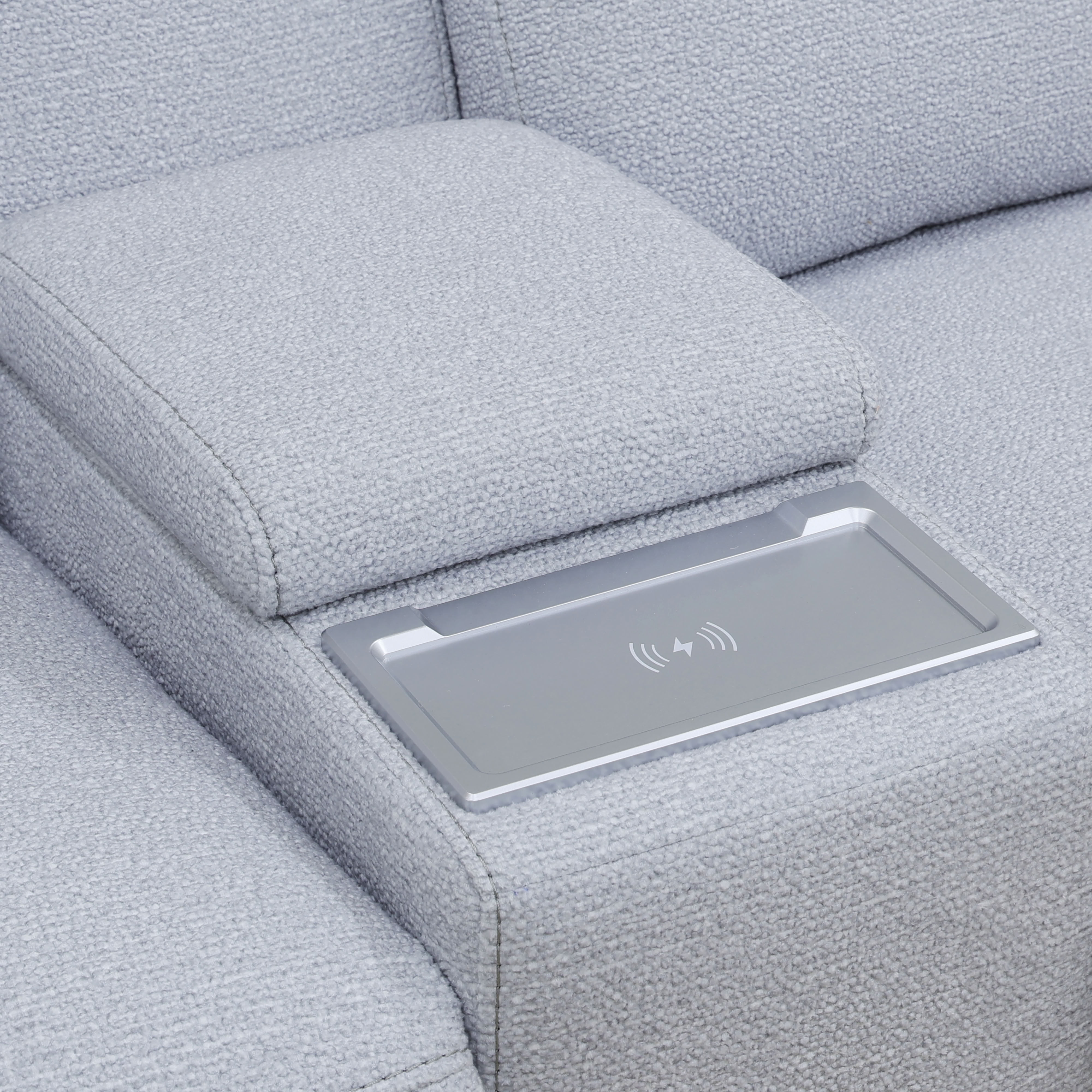 MAYEERTY Intelligent Recliner Sofa Set, Soft Sherpa Fabric with Console & Charging for Family Living Room