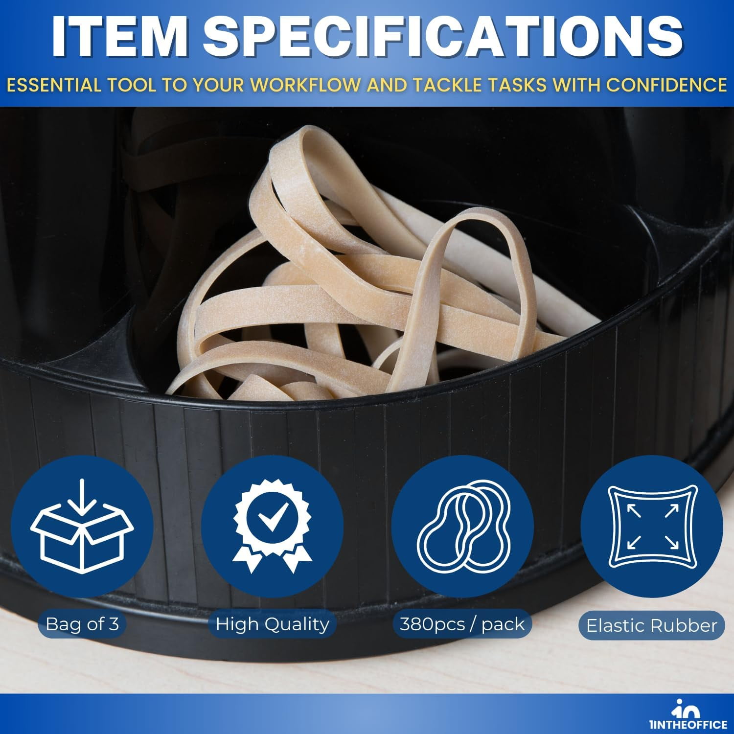 1InTheOffice Rubber Bands #64, Thick Rubber Bands, Heavy Duty Rubber Bands, Beige, Size 64, 3 Pack