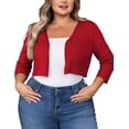 thumbnail image 6 of SEWIFY Women's Plus Size Bolero Cropped Cardigan Lightweight 3/4 Sleeve Shrug Sweaters for Dresses,1X-4X, 6 of 9