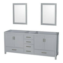 Wyndham Collection Sheffield 79" Mirrors Wood Double Bathroom Vanity in Gray