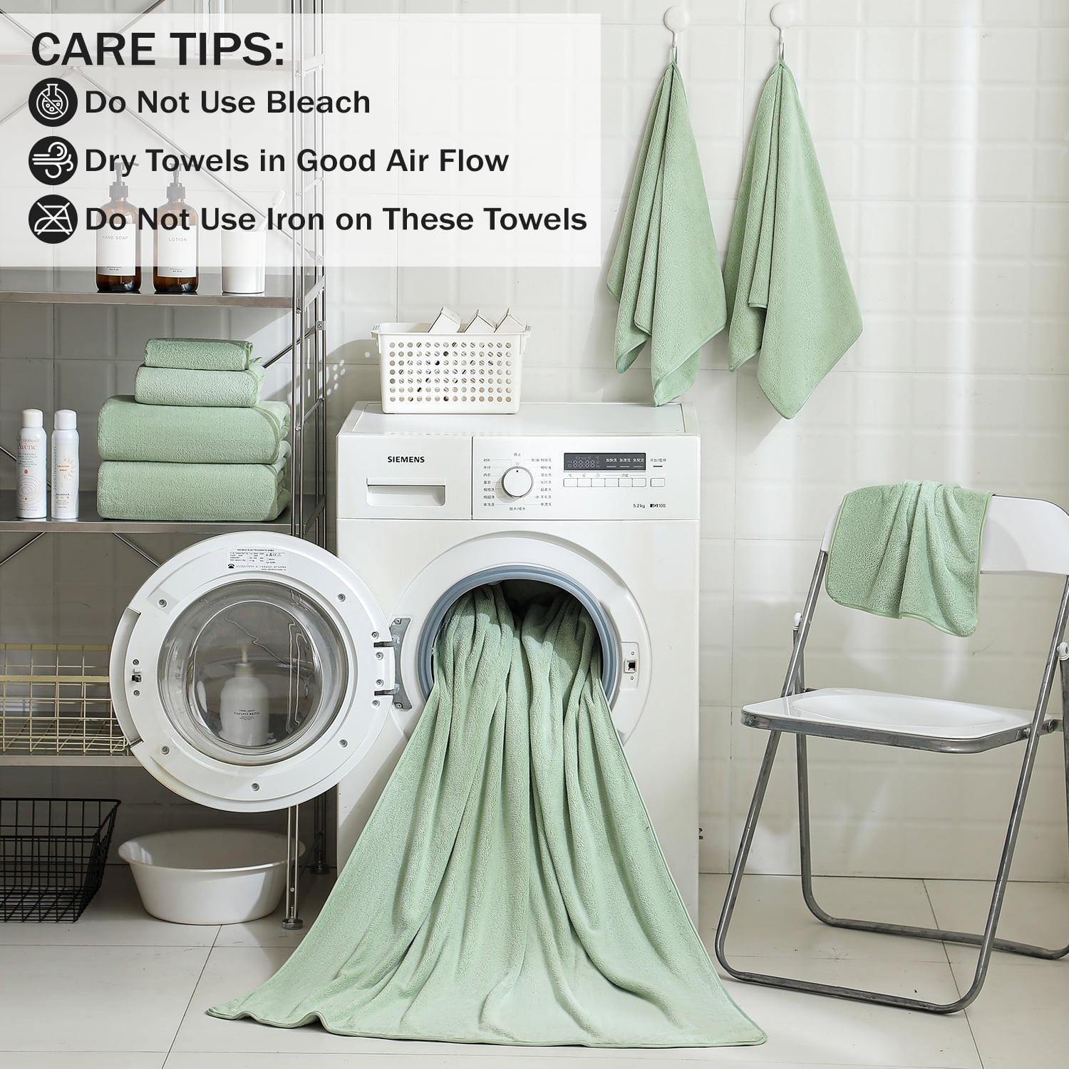 Green Essen 4 Pack Oversized Bath Towel Sets 700 GSM Soft Large Shower Towels 35 x 70 Inches Quick Dry Bath Sheets Highly Absorbent Bath Towel Clearance for Bathroom Spa Hotel Gym(Green)