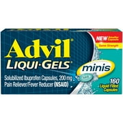 (3 pack) (3 pack) Advil Liqui-Gels minis (160 Count) Pain Reliever / Fever Reducer Liquid Filled Capsule, 200mg Ibuprofen, Easy to Swallow, Temporary Pain Relief