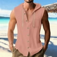 thumbnail image 2 of Busydd Mens Tank Top Beach Summer Solid Color Button Tank Tops for Men Casual Drawstring Sleeveless Hoodies for Men with Pocket M, 2 of 6