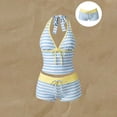 thumbnail image 2 of Womens Split Tankini Swimsuit Set Halter Neck Adjustable Tie Top Boyshort Swim Trunks Multi Print Beach Pool Outfit S-XL, 2 of 5