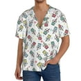 thumbnail image 3 of Vsdgher Milk Tea Print Men's Wrinkle Free Untucked Cuban Shirt Business Casual Button Down Shirts Short Sleeve Shirt, 3 of 7