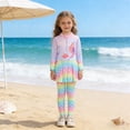 thumbnail image 2 of 5-6 T Toddler Swimsuit Girl Girls Two Piece Swim Set Rash Guard UPF 50+ Sun With Matching Swim Shorts For Water Play, 2 of 4
