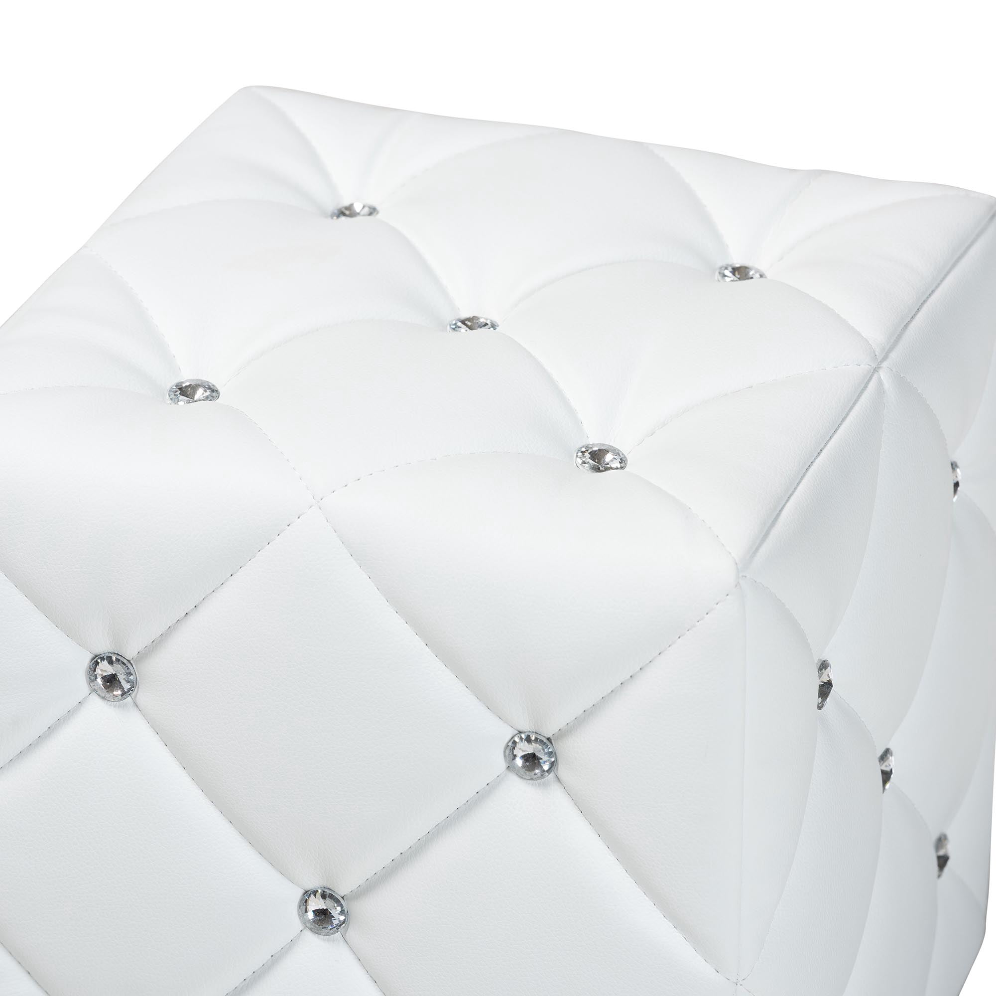 Baxton Studio Stacey Modern and Contemporary White Faux Leather Upholstered Ottoman