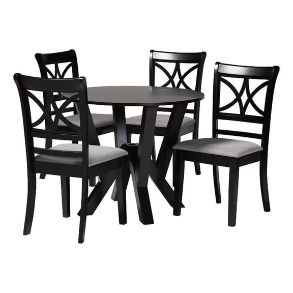 Baxton Studio Mari Modern 5-Piece Fabric/Wood Dining Set in Dark Brown/Gray