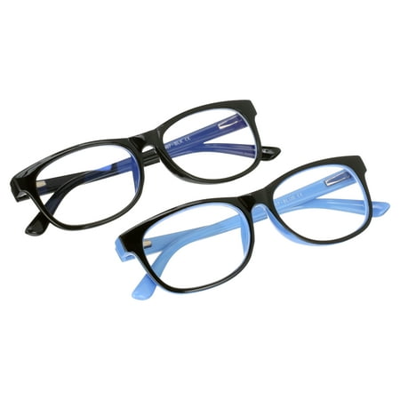 2 Pairs Kids Blue Light Blocking Glasses, Anti Eyestrain & UV Protection, Computer Gaming TV Phone Glasses for Boys Girls - Clear Lens Eye Glasses (Age 4-10)