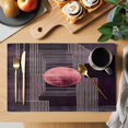 thumbnail image 2 of Purple Line Geometric Placemats Set of 6 Circle Abstract Art Place Mats Indoor Wipeable Table Mats Washable Cloth Dining Table Placemats for Kitchen Holiday Party Home Decor 13x19 Inch, 2 of 9