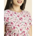 thumbnail image 4 of Moomaya Womens Styled Back Peplum Top, Printed Round Neck Vacation Crop Top, 4 of 7
