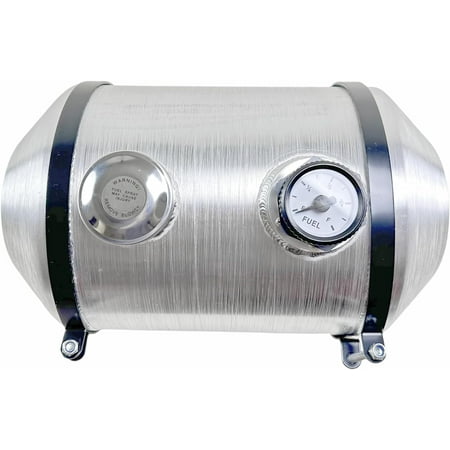 JSD 5 Gallon Aluminum Gas Tank Fuel Tank With Level Gauge 10 x 16 End Fill 1/4" NPT Outlet Auxiliary