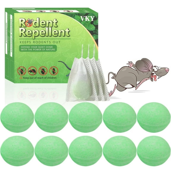 RodentRepellent with Peppermint Oil - Mouse, Squirrel & Rat Deterrent for Car Engines, Garage, Attic - Long-Lasting Mole/Mice Control Indoor & Outdoor - Safe vs Moth Balls & Traps (10 Pack)