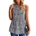 thumbnail image 1 of Nudo de corbata un hombro ruffle camisa suelta casual una línea Flowy floral impresión sin mangas blusa para el verano negro L, 1 of 6